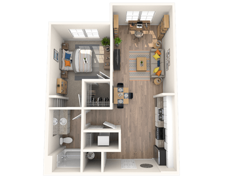 101 Depot, Smryna, TN Apartments 1b 1b 3D floor plans